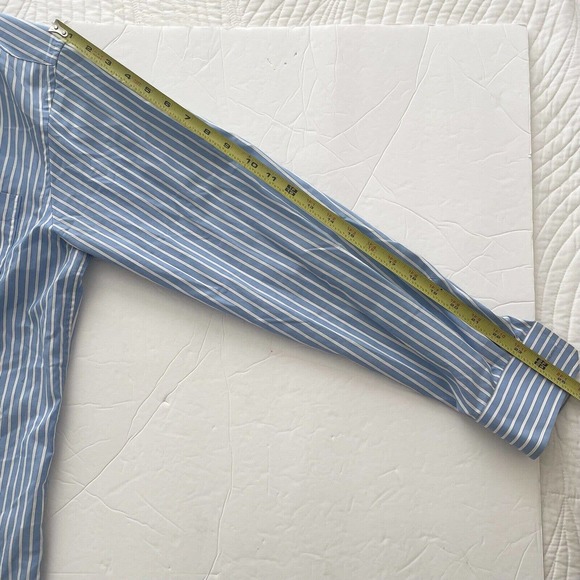 Nautica Shirt Mens Medium Blue Striped Button Up Cotton Long Sleeve Spring - Picture 9 of 10